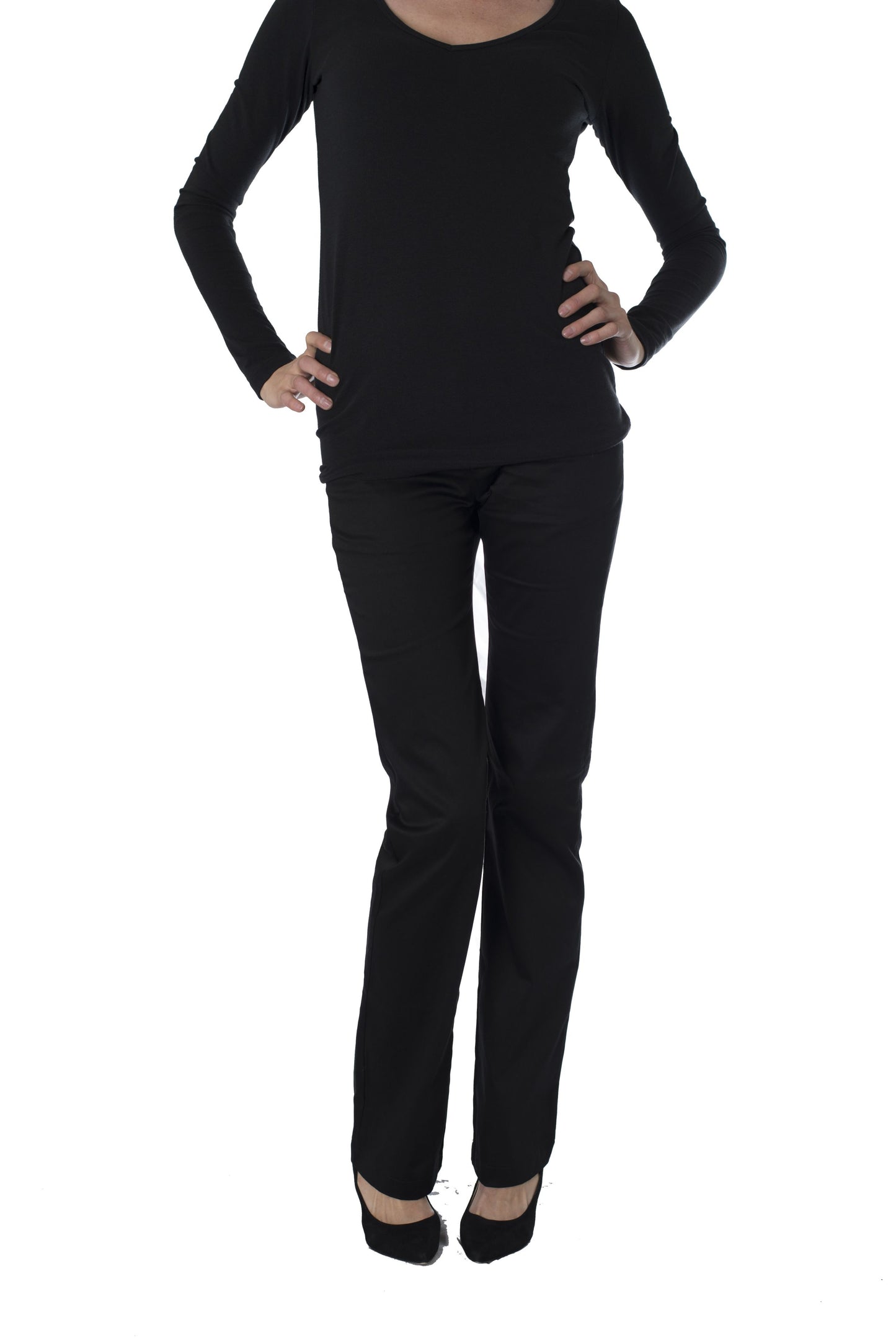 Black stretch sateen pant