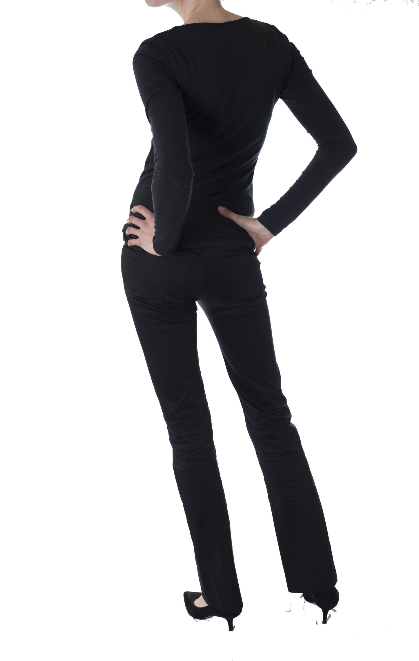 Black stretch sateen pant